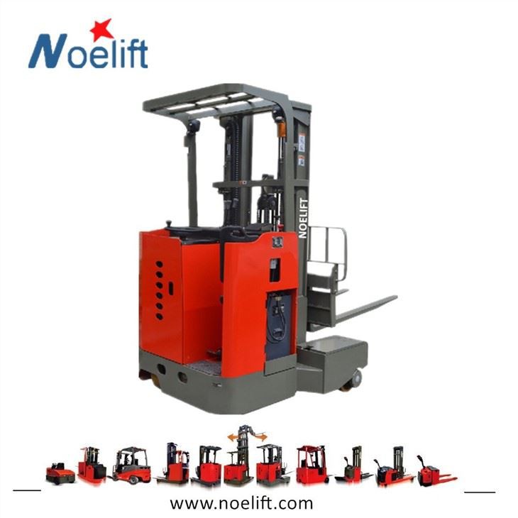 Carrello elevatore elettrico controbilanciato a quattro vie per corridoi stretti